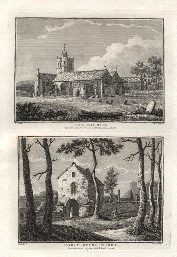Monmouthshire, Usk Church & Priory Porch, 1800