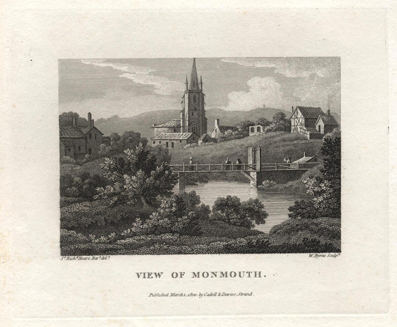 Old and antique prints and maps: Monmouthshire, Monmouth view, 1800