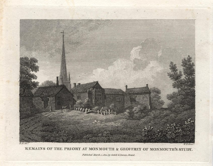 Monmouthshire, Monmouth, Priory & Geoffrey of Monmouth's Study, 1800