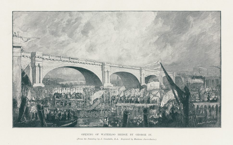 London, Opening of Waterloo Bridge by George IV (in 1817), 1896
