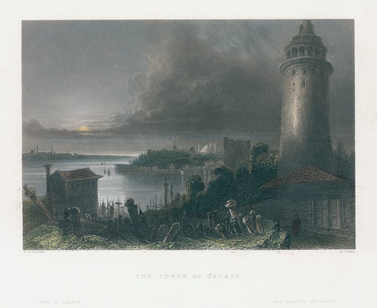 Turkey, Istanbul, the Tower of Galata, 1838