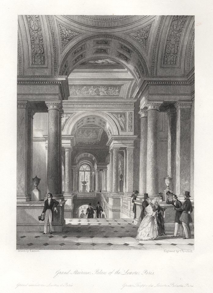 France, Palace of the Louvre, Grand Staircase, 1840