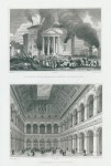Paris, Barrier St.Dennis burning in 1830 & La Bourse, 1840