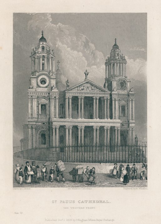 London, St.Paul's Cathedral, western front, 1836
