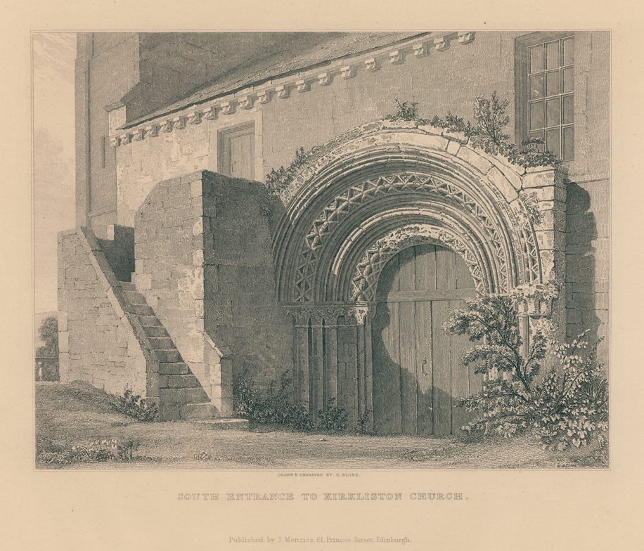 Scotland, Kirkliston Church south entrance, 1828 / c1860