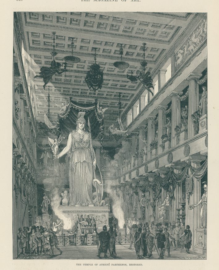 Greece, Temple of Athena interior, 1886