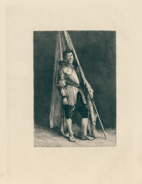 The Warrior, etching by Dupont after Meissonier, 1878