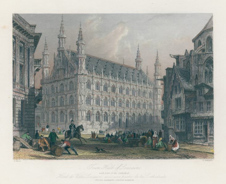 Belgium, Town hall of Louvain (Leuven), 1845