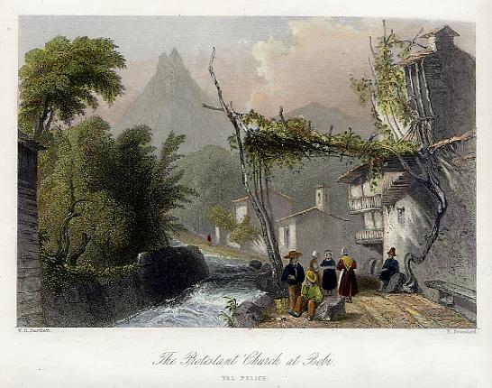 Italy, Protestant Church at Bobi (Val Pelice), 1836