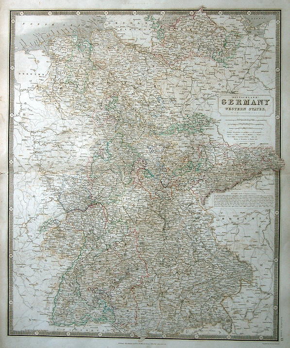 Germany, large map, Johnston, 1843