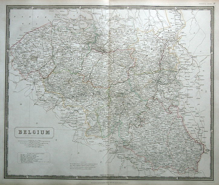 Belgium, large map, Johnston, 1843