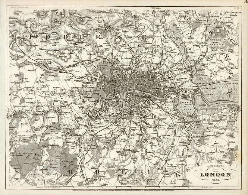 Plan of London and environs, 1852