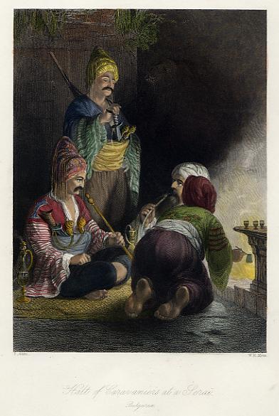 Bulgaria, Halt of Caravaniers at a Serai, 1838