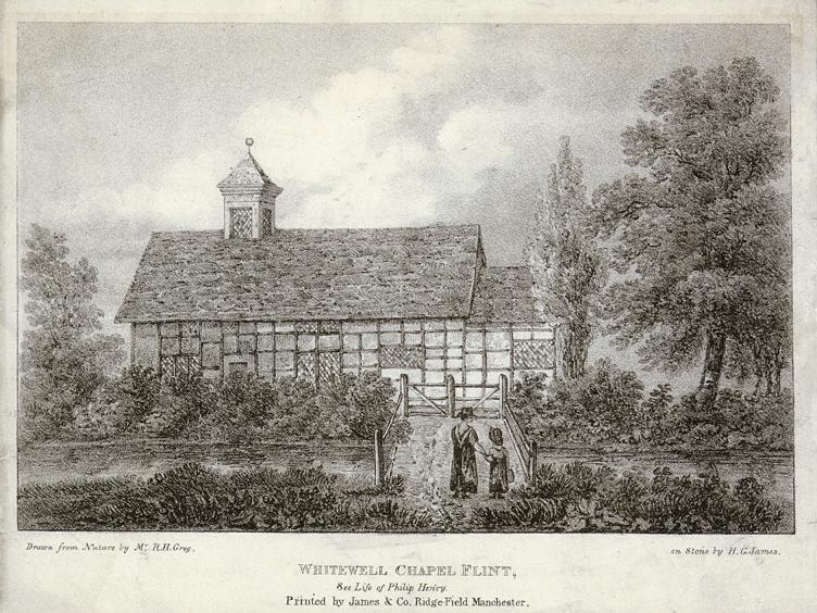 Wales, Whitewell Chapel in Flint, stone litho by R.H.Greg, 1835