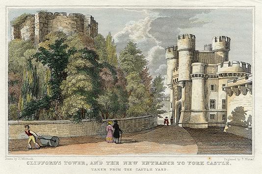 York, Clifford's Tower and York Castle, 1829