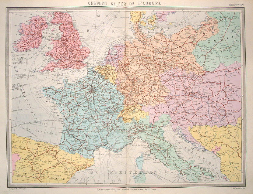 Europe, Railway Map, 1873
