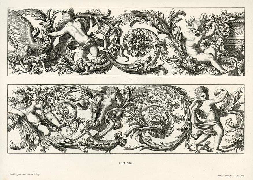 French decorative composition after LePautre, 17th century / 1870