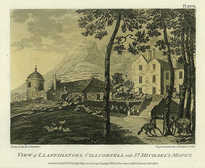 Monmouthshire, Llanfihangel Cillcornell & St.Michael's Mount, aquatint, 1793