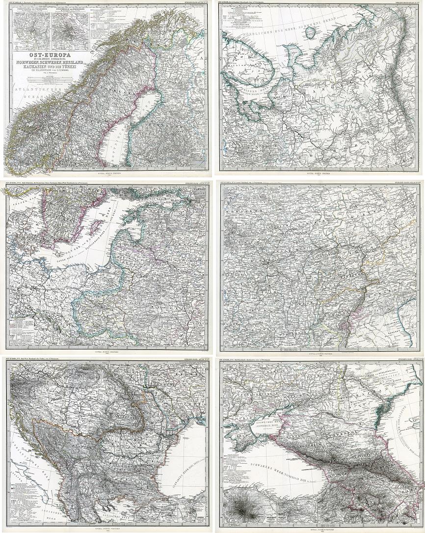 Eastern Europe on six sheets, 1869