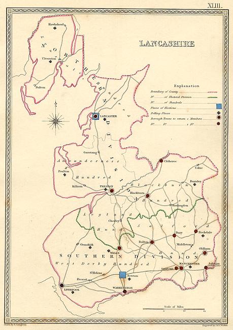 Lancashire, electoral map, 1835