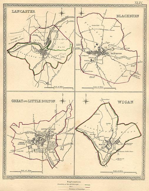 Lancashire, plans (Lancaster, Blackburn, Bolton & Wigan), 1835