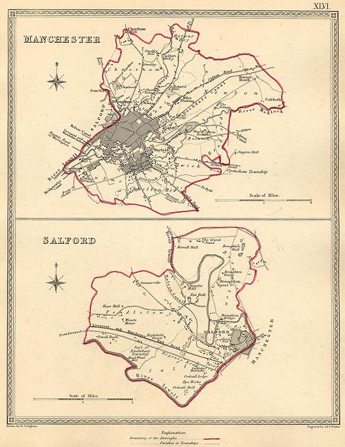 Lancashire, plans (Manchester & Salford), 1835