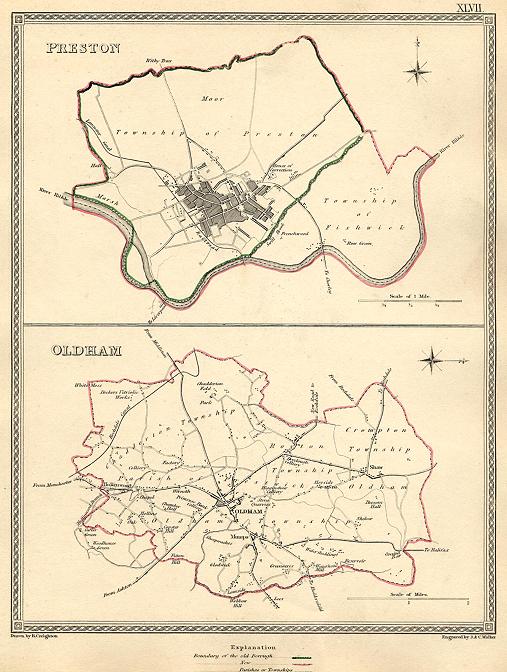 Lancashire, plans (Preston & Oldham), 1835