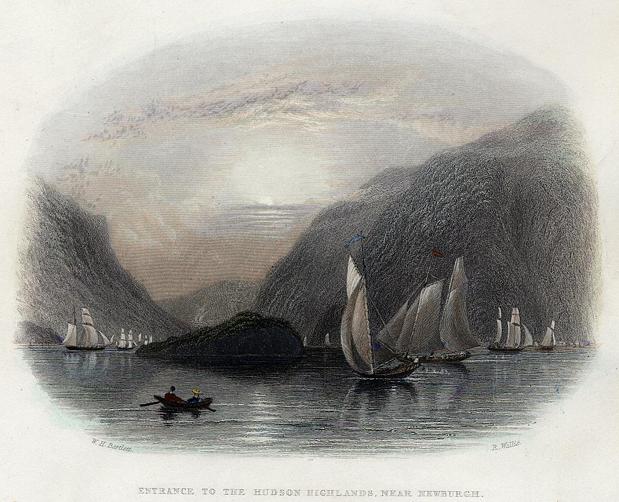 USA, Entrance to the Hudson Highlands near Newburgh, 1841