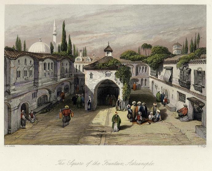 Turkey, Adrianople - Square of the Fountains, 1838