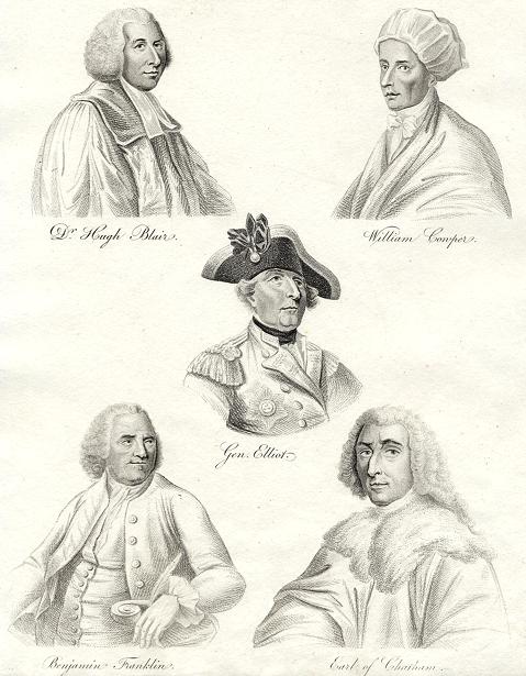 Portraits - Cowper, Blair, Gen. Elliot, Franklin & Chatham, 1809