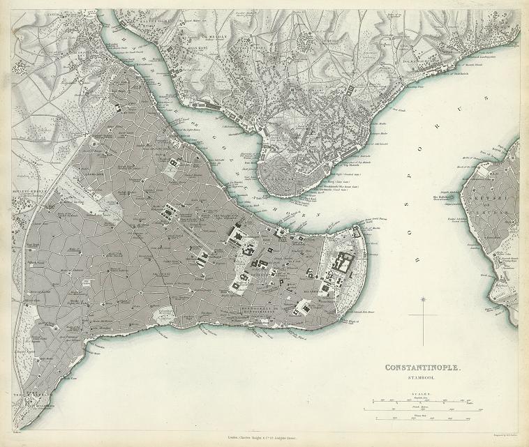 Turkey, Constantinople (Istanbul) plan, SDUK, 1844