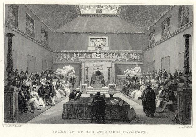 Devon, Plymouth, Interior of the Atheneum, 1832