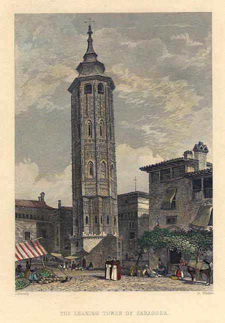 Spain, Leaning Tower of Saragossa, 1850