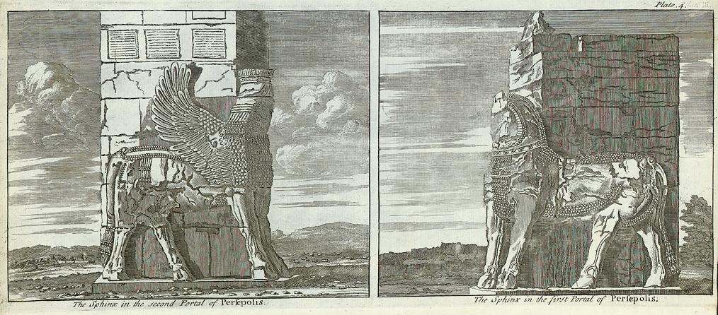 Persepolis, two shpinxs on portals, 1744