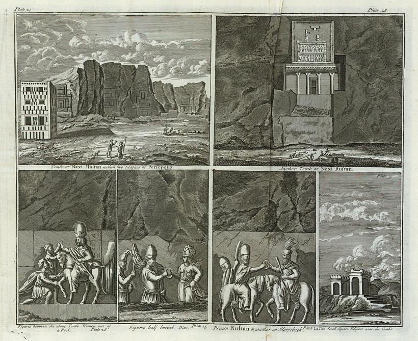 Iran, Persepolis, five views on one plate, 1744