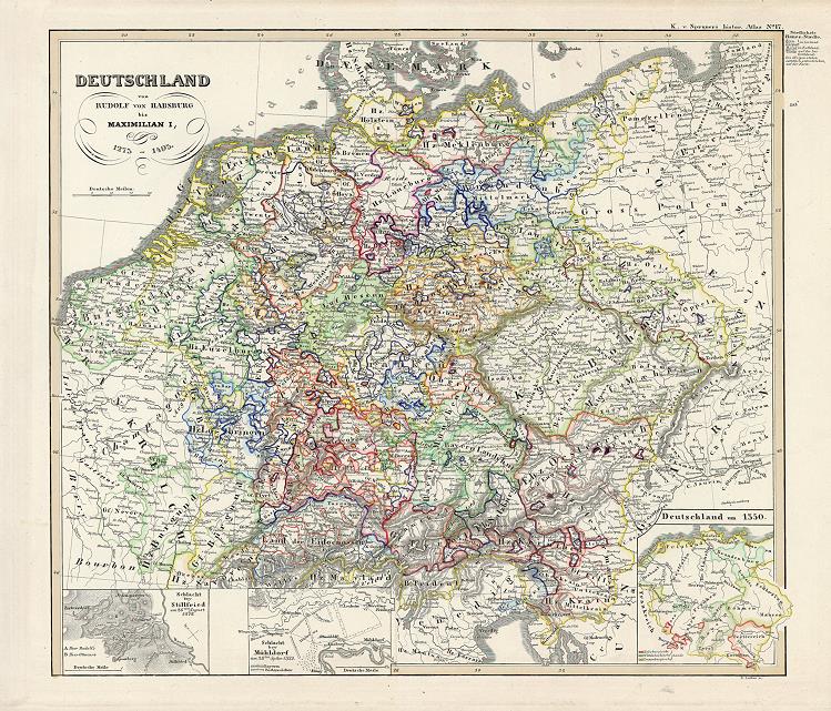 Germany, 1275 - 1493, historical map, 1846