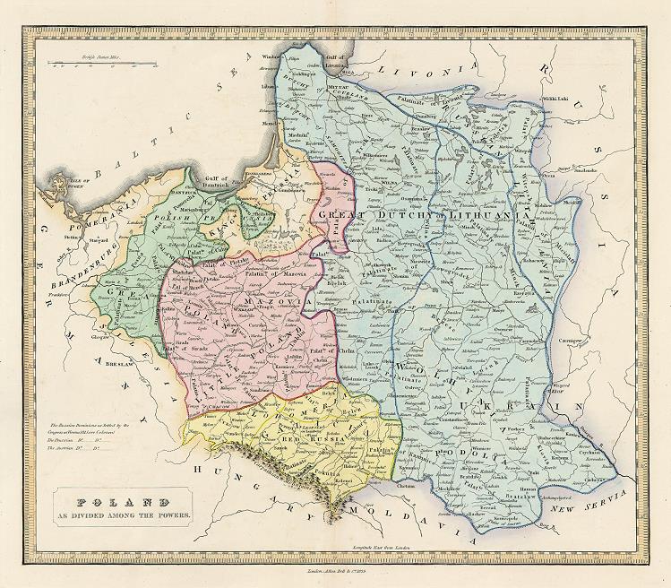 Poland as Divided in 1815, published 1839