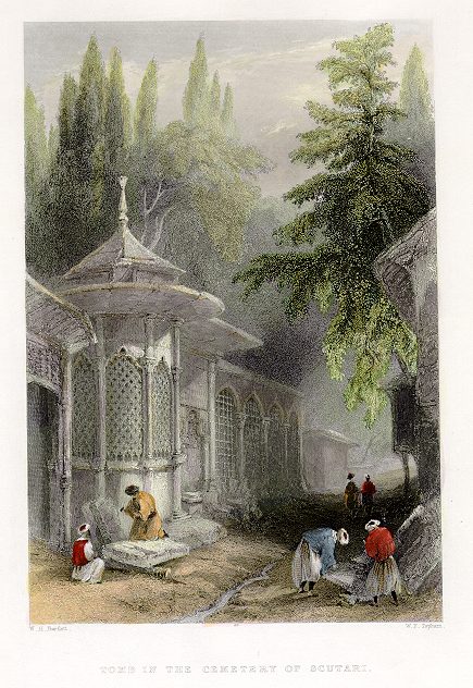 Turkey, Constantinople, Tomb in Scutari Cemetery, 1845