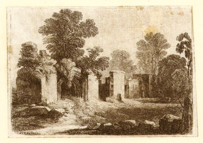 Yorkshire, Kirkstall Abbey, etching, c1814/1840