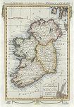 decorative antique map of Ireland, published about 1790