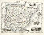 digital download of historical map of spain & portugal in 1851
