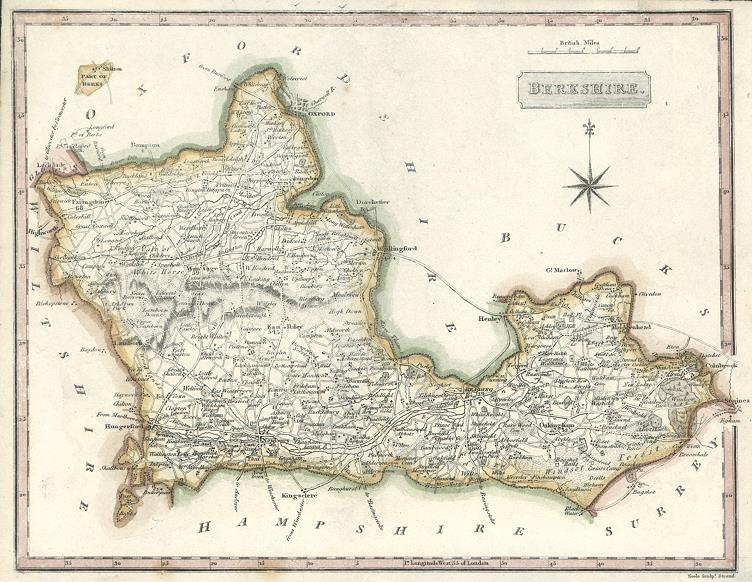 Old and antique prints and maps: Berkshire, 1819, Berkshire, antique ...