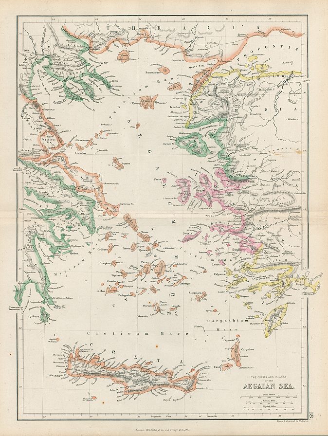 Aegean Sea Ancient Greece Original Antique Fully Hand Coloured Map | My ...