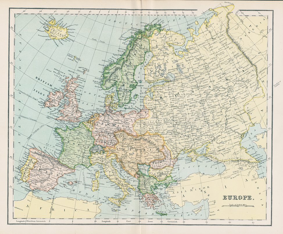 Карта европы 1896 года