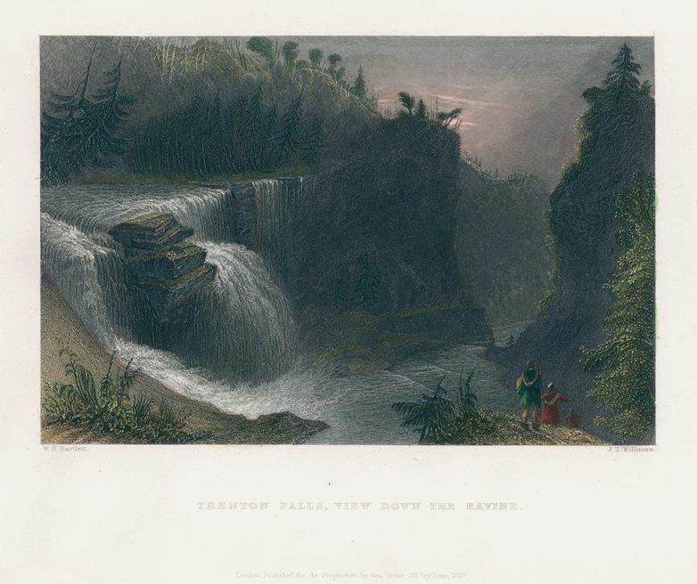 Old and antique prints and maps: USA (New York), Trenton Falls, 1840 ...